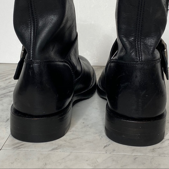 Frye Natalie Engineer Black Short Leather Boot 7 - Picture 4 of 15